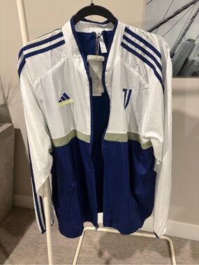 Adidas White and Navy Track Jacket